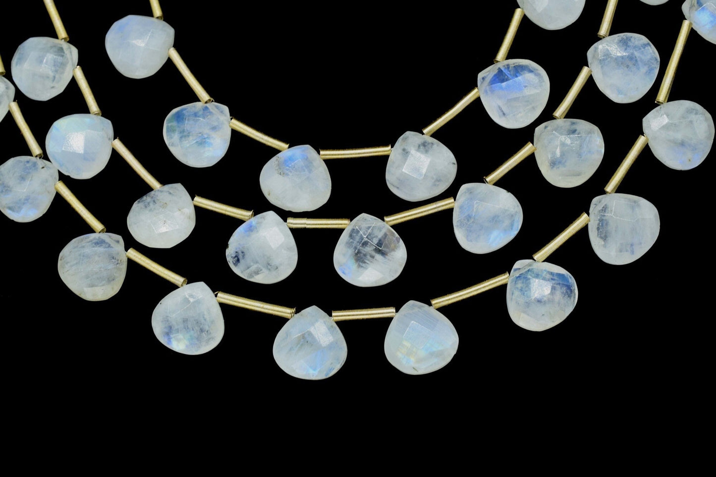 Rainbow Moonstone Faceted 10mm Heart Briolettes, Gemstone Beads,Moonstone strands,Jewelry Making Supplies,Moonstone Heart shape jewelry,Gift