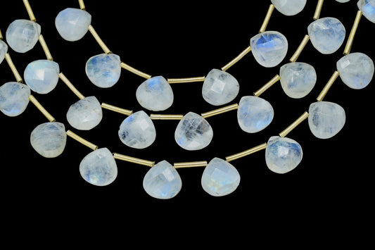 Rainbow Moonstone Faceted 10mm Heart Briolettes, Gemstone Beads,Moonstone strands,Jewelry Making Supplies,Moonstone Heart shape jewelry,Gift