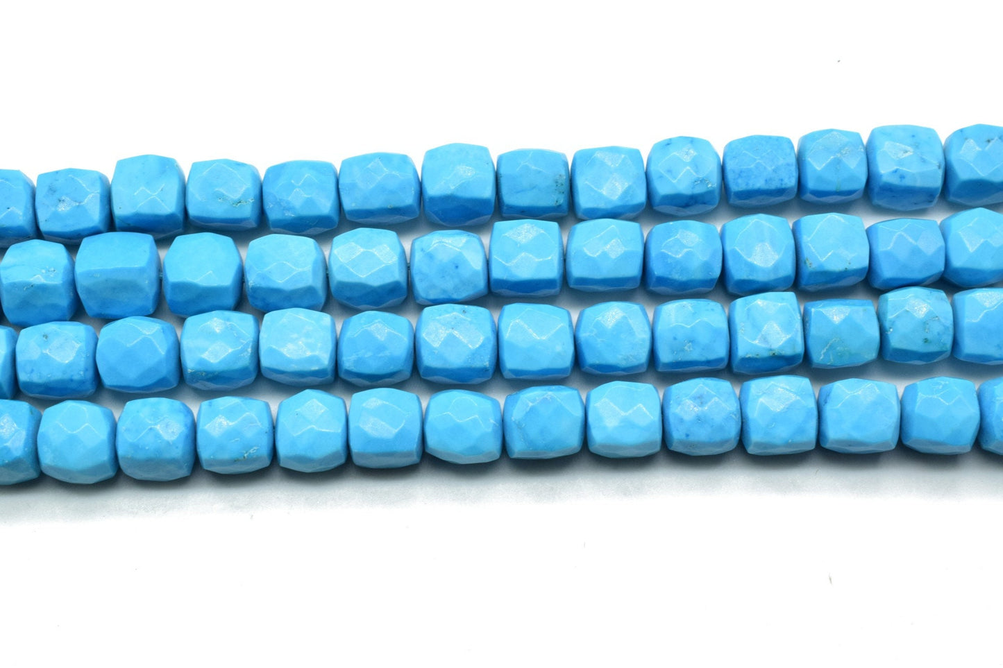 AAA Natural Turquoise Faceted 7mm Cube Beads Real Genuine Natural Blue Turquoise,Micro Faceted Laser Diamond Cut 8" Strand,Rectangle Nuggets