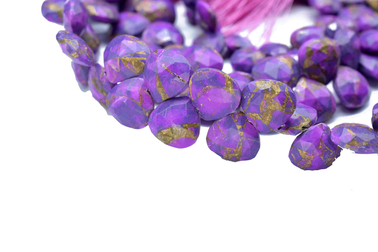 Purple Copper Turquoise Beads, 10mm Gemstone Faceted Heart Shape Briolettes,Gemstone Heart Beads,High Quality Gemstone Beads Jewelry Making