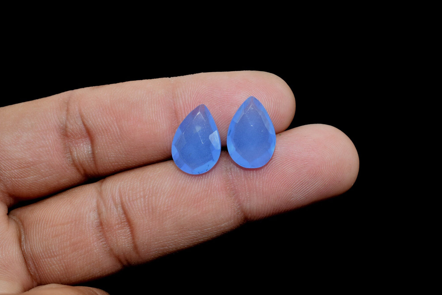 Blue Chalcedony Faceted Pear Shape Briolettes,10x14mm Pear Beads,Jewelry Supplies,Pear Shape Briolette,Blue Chalcedony Teardrop,Beads,Gift