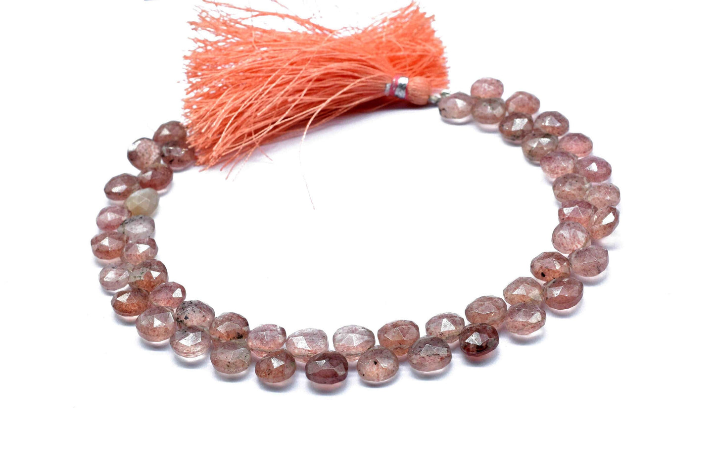 1 Strand Natural Pink Strawberry Gemstone,Pink Strawberry heart briolette,Gemstone Bead,Faceted Gemstone beads,Pink Strawberry Heart Shape