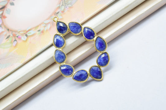 Blue SapphireEarring, Blue Sapphire Pendant,Blue Sapphire Bezelt  Bezel,Pendant Connector,Six Attached Bezel,Necklace Pendant