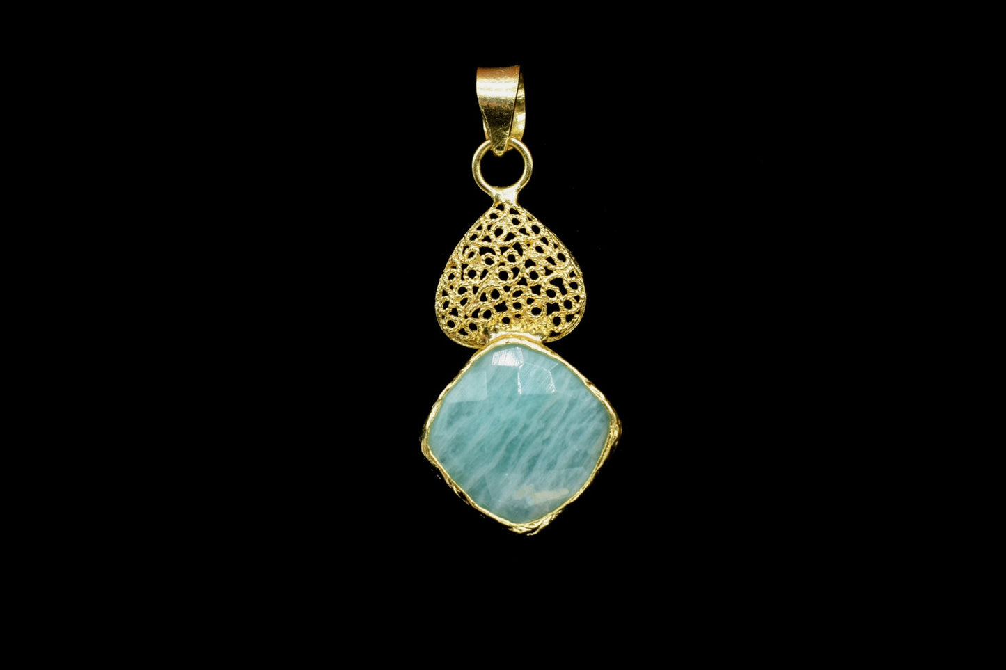 Amazonite Gold Plated Turkish Finished Pendant,Amazonite Necklace,Big Amazonite Pendants,Mint Green Gold Necklaces,Gift for Women & Girls
