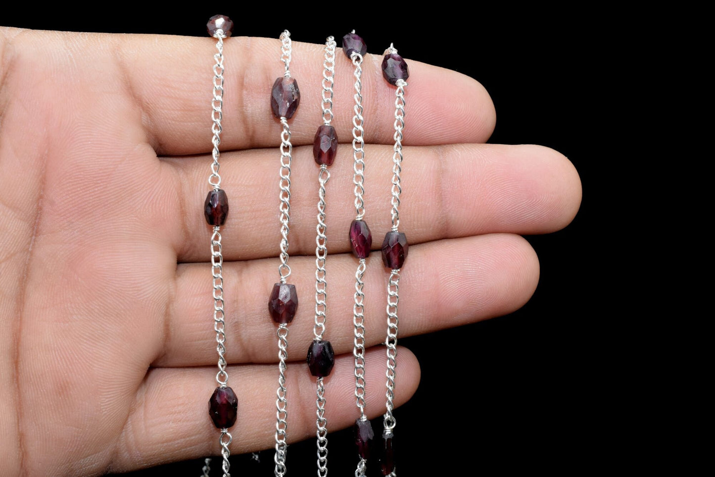 Garnet Oval Shape Rosary Chain,Garnet Beads Rosary,Jewelry Making Rosary,Garnet Wire Wrapped Rosary,Garnet Briolette Rosary,Garnet Oval bead