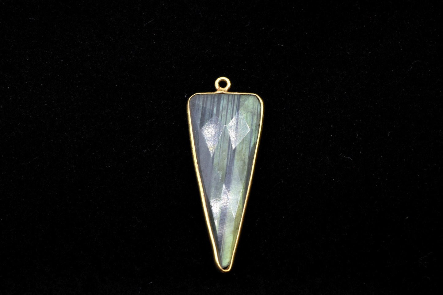 Labradorite 16x38mm Trillion Shape bezel,Gold Plated bezel,Labradorite Bezel Charm,Gold Vermeil Bezel,jewelry making charmGold-Filled bezel