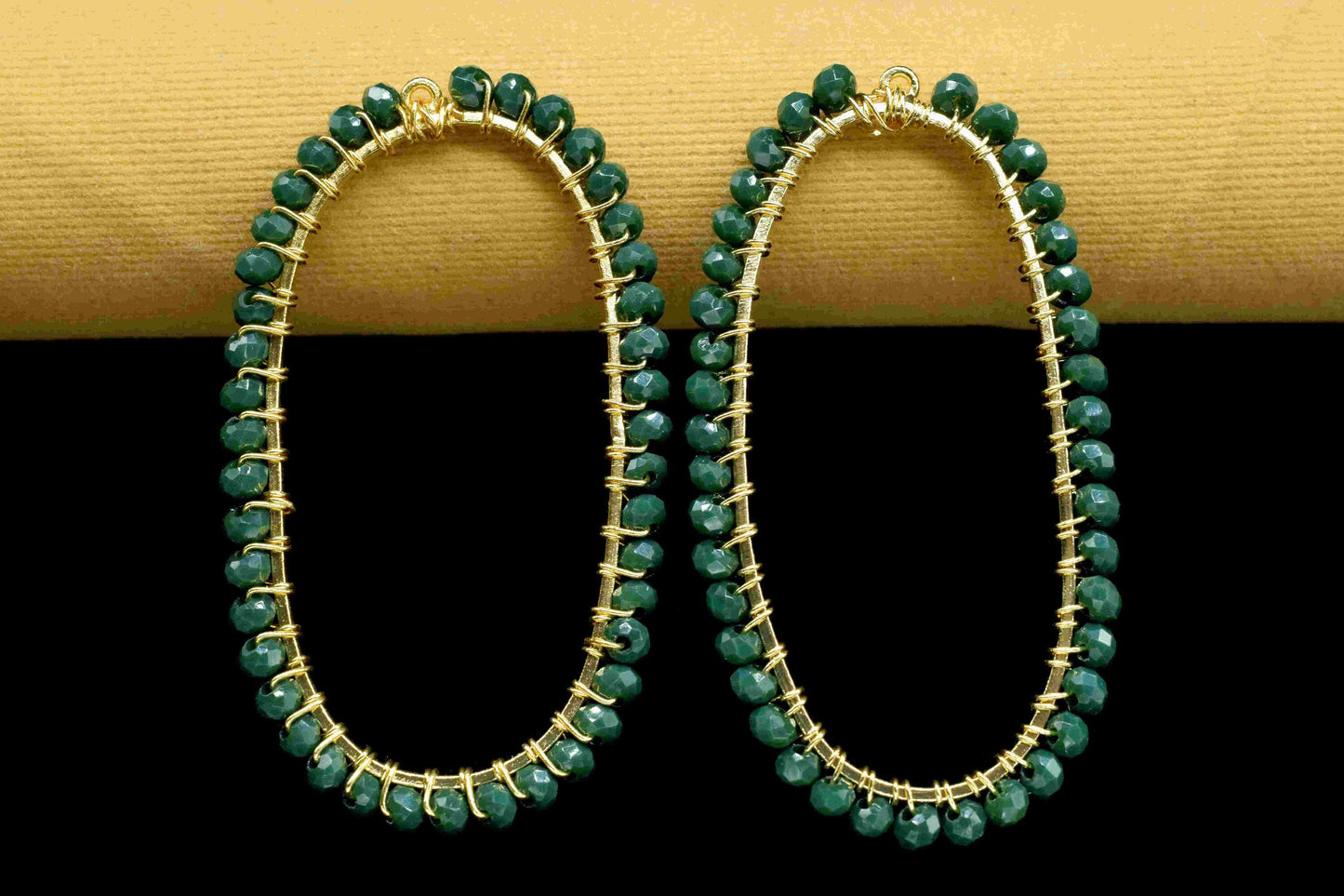 Green Agate beads Connector,Oval Pendant Component,Handmade Connector,Finding Necklace,Beaded Finding Component,Green Agate jewelry,Gift for