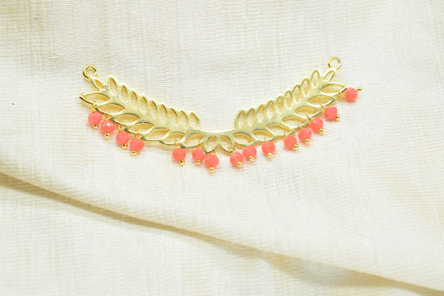 Red Coral Quartz Beads Dangle Charms,Wedding Hair Vine Connectors,Gemstone Leaf Pendant Necklace,Component Leaf Charms,Handmade jewelry,Gift