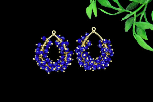 Lapis Lazuli Wire Wrapped Pendant,Gold Vermeil Dangle Earring,Handmade Beaded Charms Necklace,Gemstone ComponentLapis Pendant Jewelry Gift