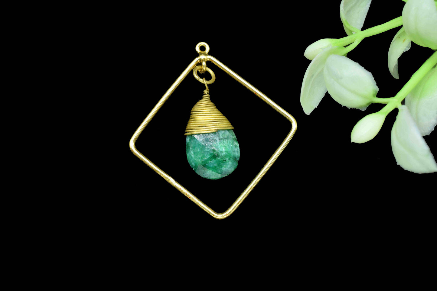 Gemstone Square Connectors,Teardrop Beads Dangle Earring,Station Link Supply,Handmade Jewelry,Finding Square Pendant,Wire Wrapped Component