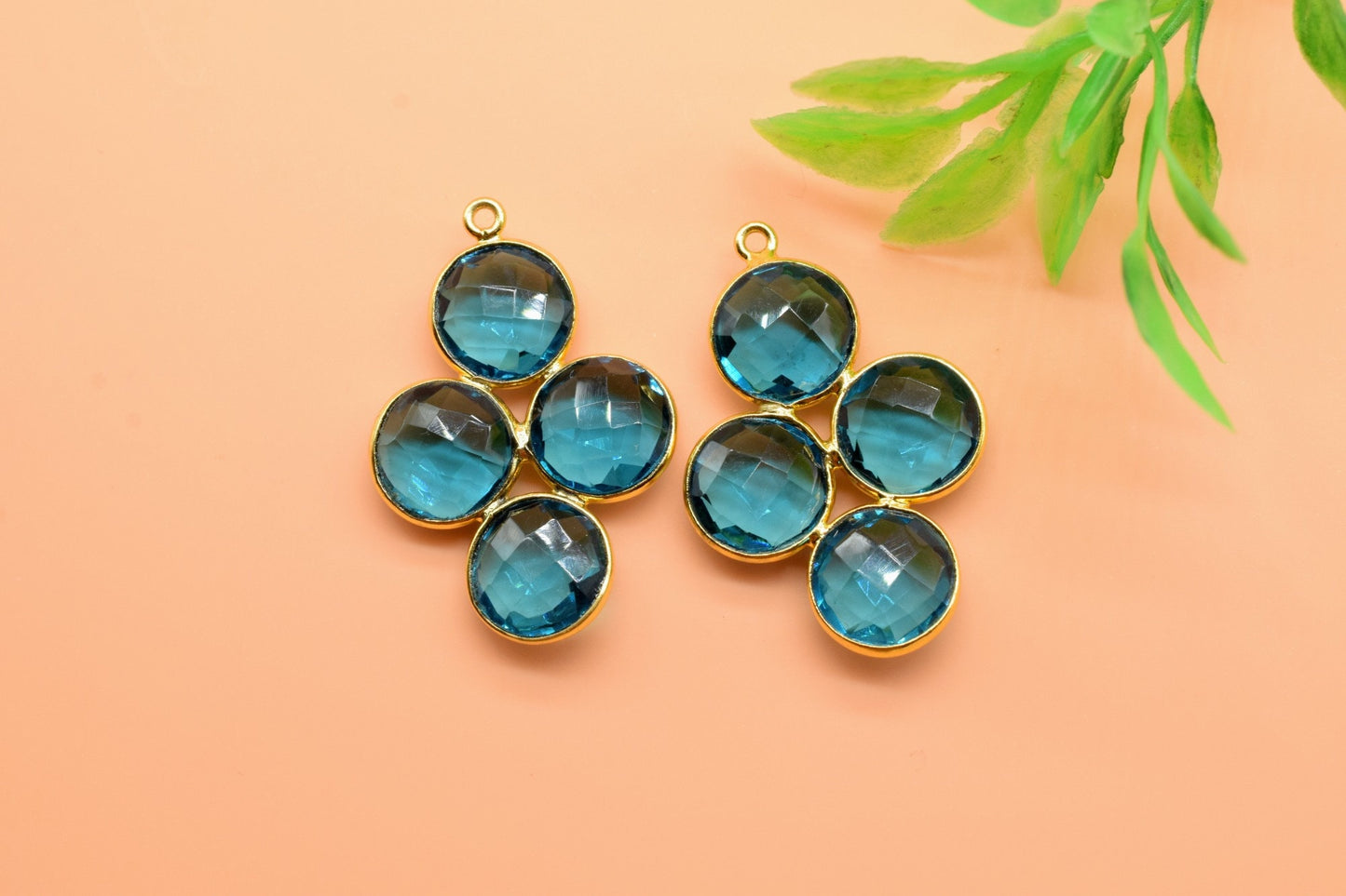 London Blue Topaz Pendant,Topaz Gemstone bezel Component,Blue Topaz Bezel Pendant,Topaz Bezel Earring,Topaz Attached Bezel,Gift Pendant