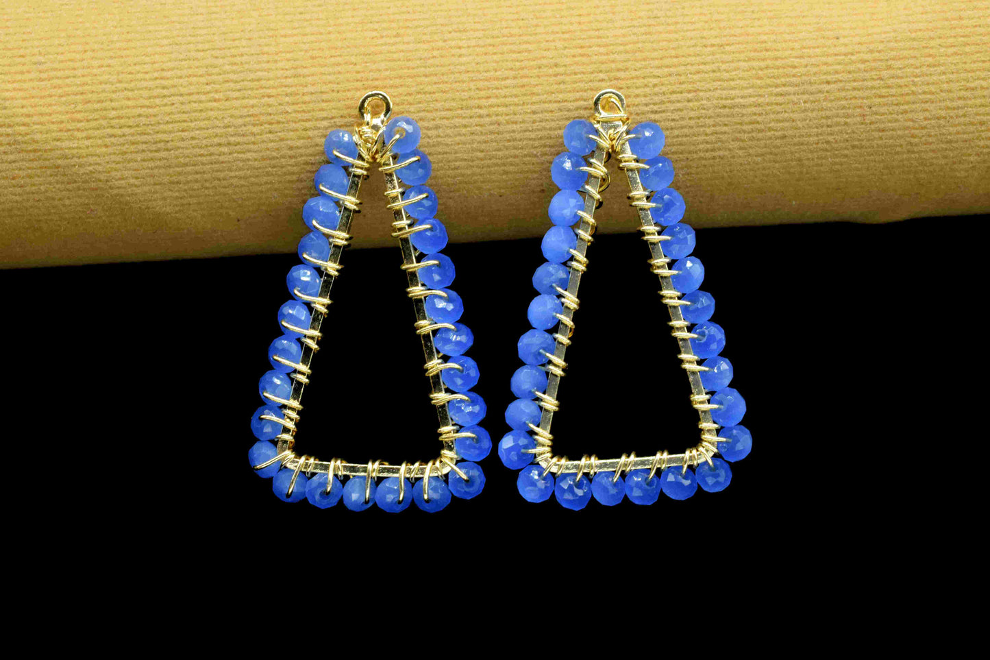 Blue Quartz Wire Wrapped Dangle Earring,Handmade Beads Earring Connector,Gemstone Component,Blue Quartz Component Jewelry,Finding Necklace