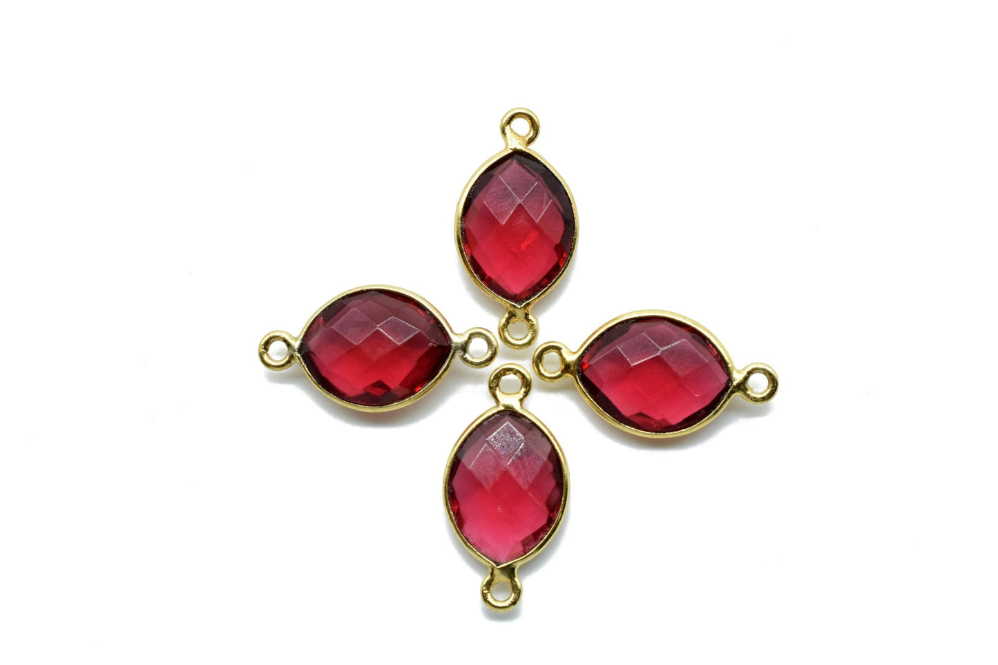 Pink Tourmaline 10x13mm Eye shape double bail charms,Pink Tourmaline pendant,Tourmaline Gold Plated bezel,Faceted Charms Connector Jewelry