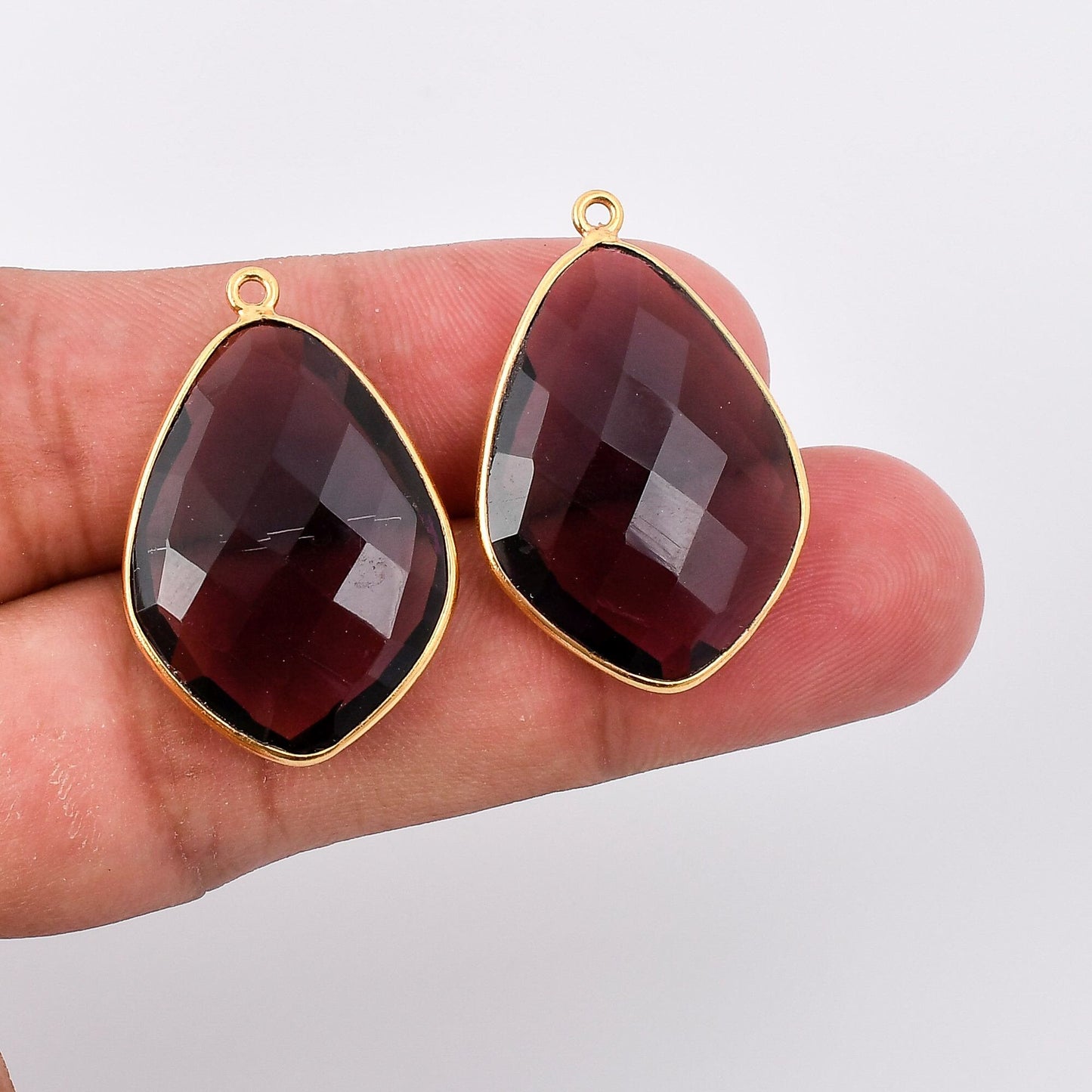 Amethyst 20x30mm bezel charms,Amethyst kite pendant,Diamond shape charms,Gemstone connector,Brass charm,Gold plated charms,Jewelry supplies