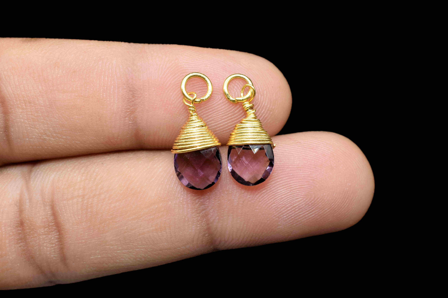Amethyst Faceted Connector,Loop Connector,Pear Pendant Jewelry,Purple Gemstone Wire Wrapped Pendant,Wire Wrapped Necklace,Amethyst Jewelry,