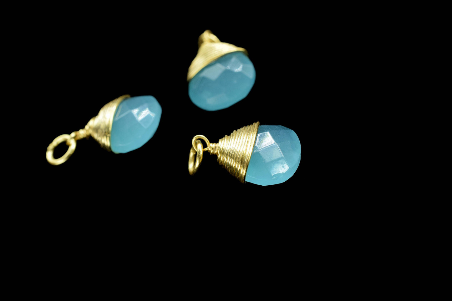 Aqua Chalcedony Faceted 10mm Heart Connectors,Wire Wrapped Gemstone Pendant,loop Connector,Wire Wrapped Necklace,Beaches Jewelry making,Gift