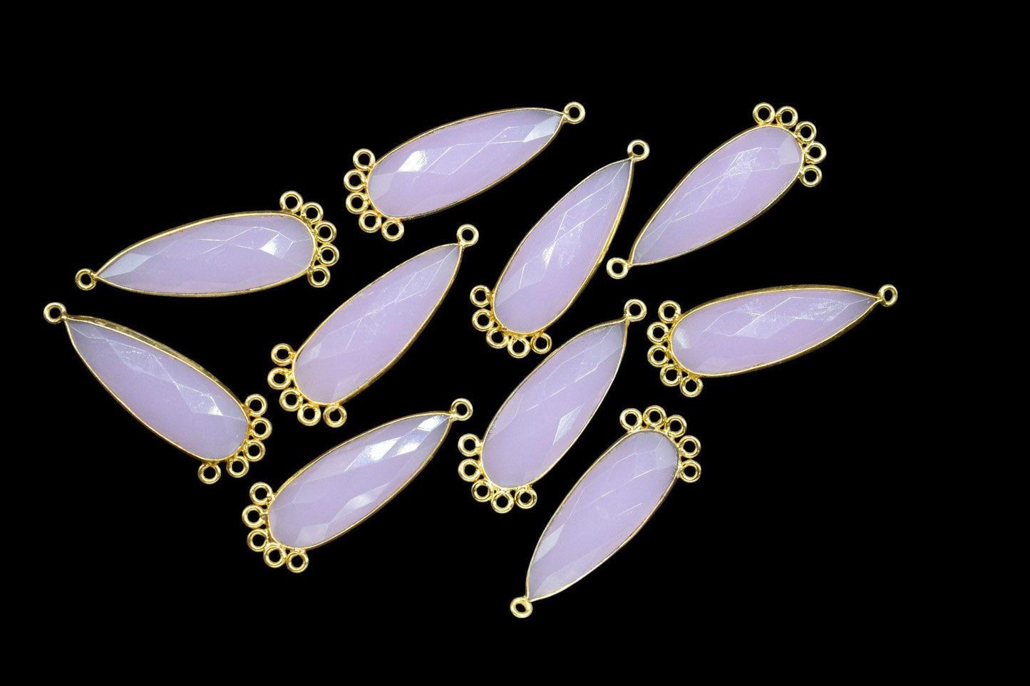 Rose Quartz 10x30mm Teardrop Bezel Charm/Charms Connector/Handmade Jewellery Connectors/Gemstone Brass Component/Women Jewelry/Gift