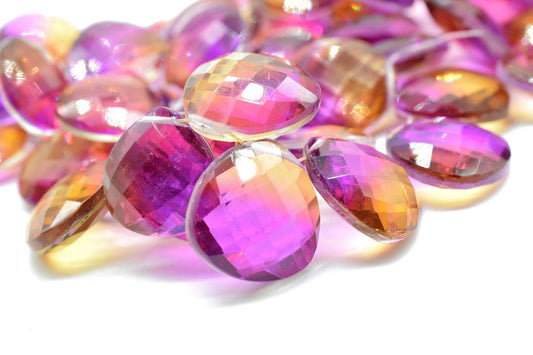 Natural Ametrine 20mm Heart Shape Briolettes,AAA Quality briolettes,20mm heart shape beads,Ametrine jewelry beads,Ametrine Briolettes,gift