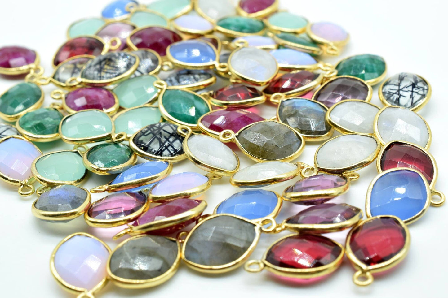 Black Rutile 10x13mm Eye Single bail connectors,Black Rutile Components eye Shape Connectors,Rutile Single Bail Over Brass Gold Edge Jewelry