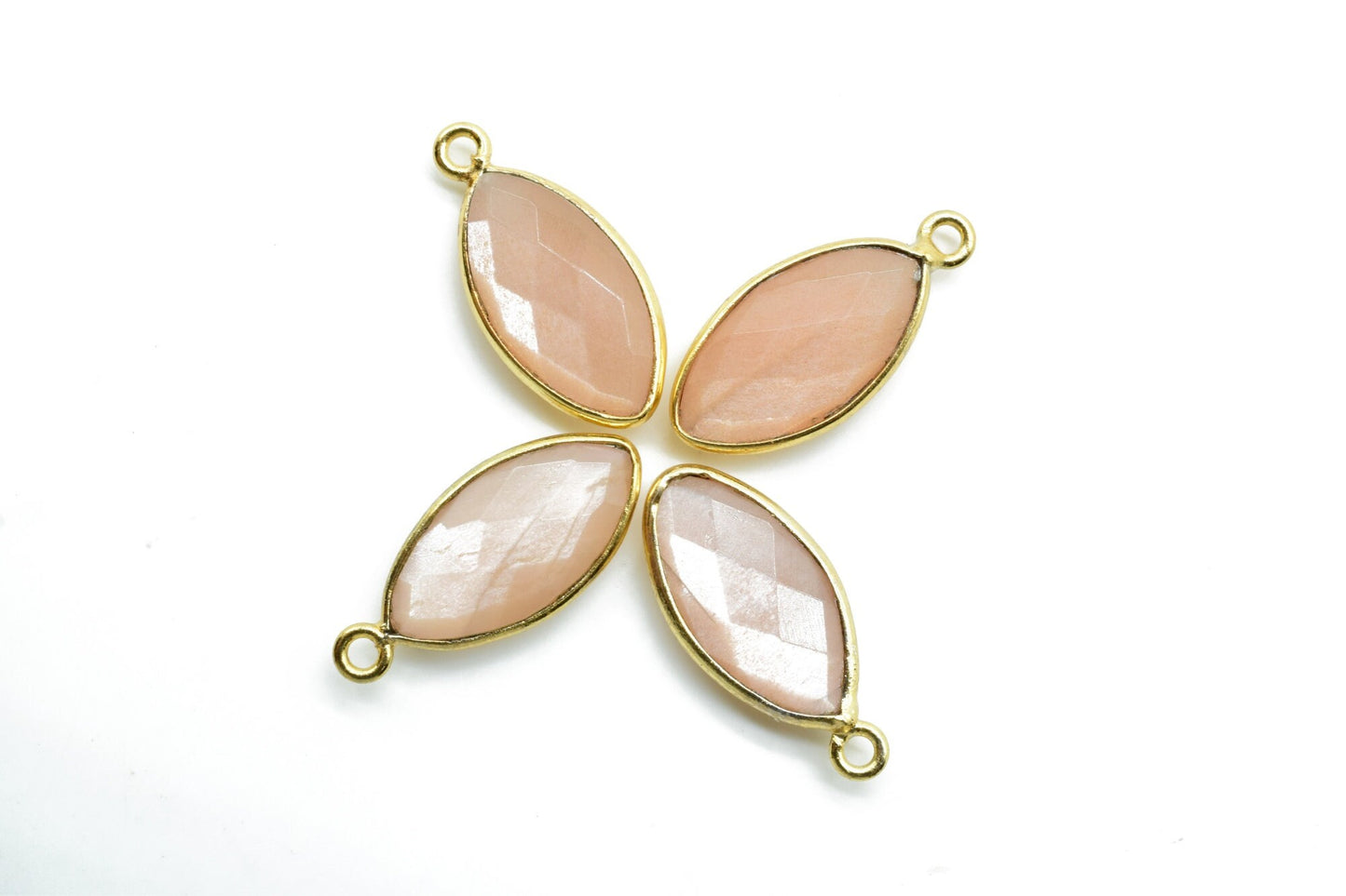 Peach Moonstone 6x12mm marquise shape Single bail Connector,Bezel links Connector,jewelry making Connector,Single bail Connector,Moonstone