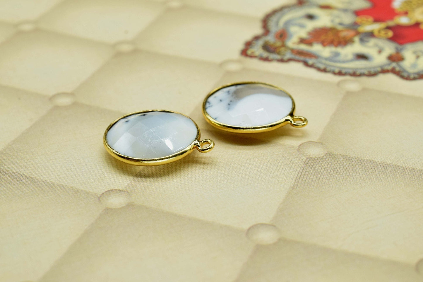Dendrite Opal 16mm Round Bezel charm,Dendrite Opal handmade charms,Dendrite Opal coin,Brass Gold Plated bezel,natural Dendrite Opal Pendants