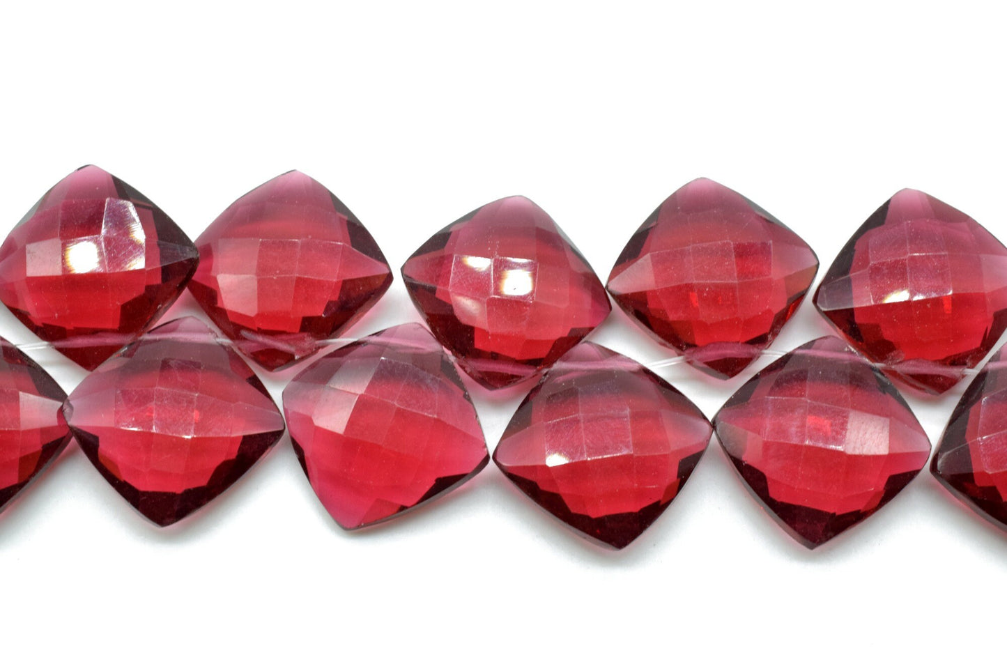 Pink Tourmaline Faceted Cushion Briolettes,Pink Tourmaline Square briolettes,Tourmaline Drill briolettes,Pink Tourmaline 14mm briolettes,