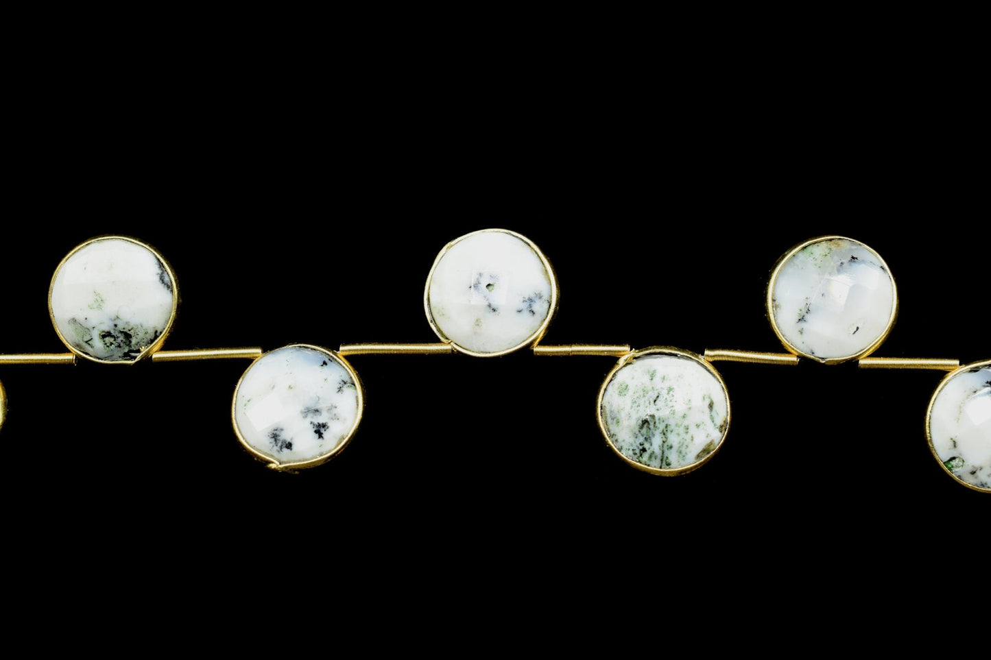 Dendrite Opal 10mm Faceted Round Shape charms strand,Dendrite Opal Brass drilled charms,Opal Hexagon drill pendant,Opal strand