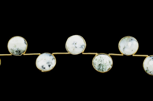 Dendrite Opal 10mm Faceted Round Shape charms strand,Dendrite Opal Brass drilled charms,Opal Hexagon drill pendant,Opal strand