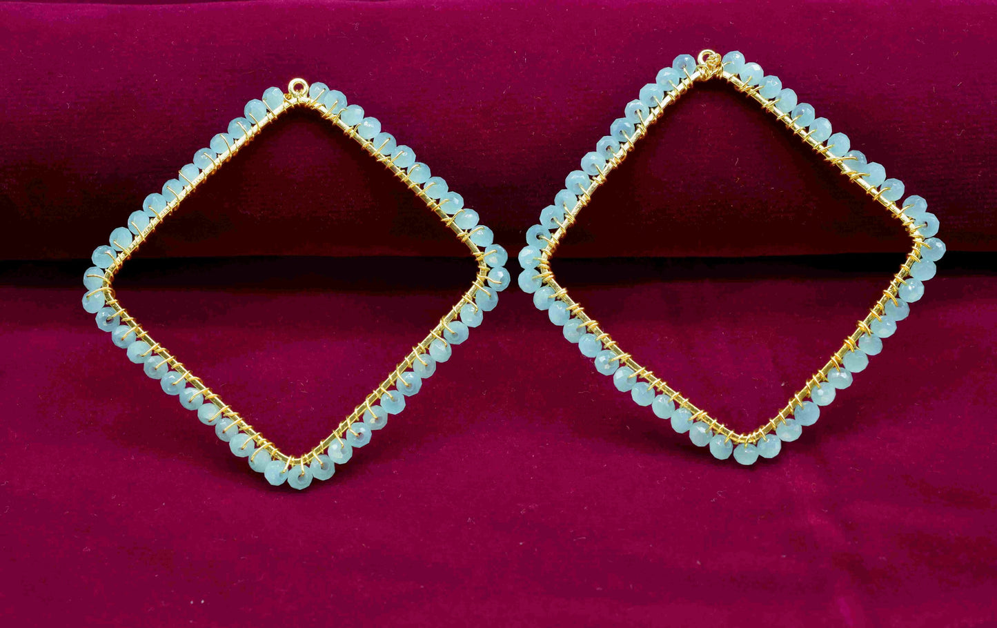 Aqua Quartz Wire Wrapped Earring,Gemstone Component,Handmade Pendant,Dangle Earring Component,Findings Earring Component,Beaches Jewelry,