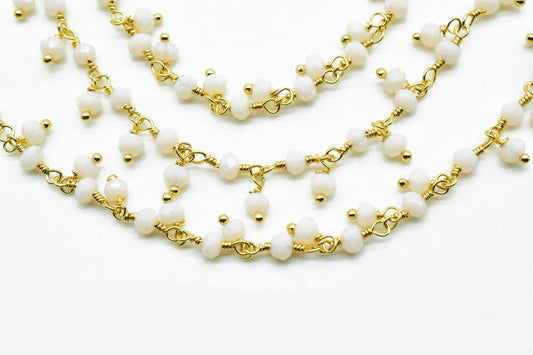 Chalcedony Cluster Beaded Chain,Bead Chain,Dangling Chain,Thick Chain, Gold Wire Wrapped chalcedony Beaded chain,Handmade beaded chains