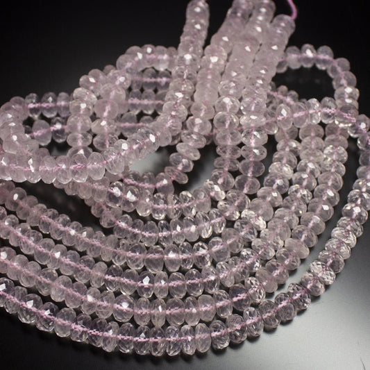 Rose Quartz Faceted Rondelle Beads 8mm,Faceted Rondelle Beads,Rose chalcedony rondelle,semi precious faceted beads,Rose Quartz 13 inch beads