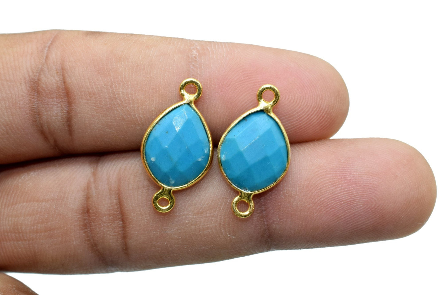 Turquoise 10x13mm Eye shape double bail Connector,Turquoise Single Bail Bezel Link,Jewelry making supplies,Turquoise double Loop  Pendant