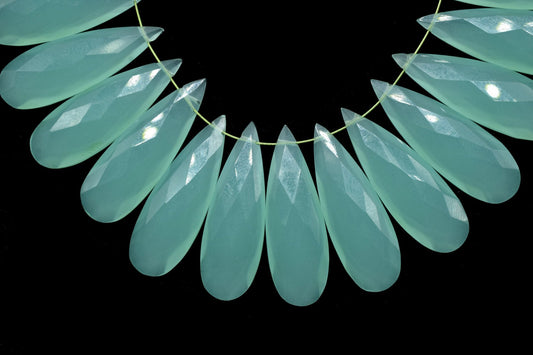 Aqua Chalcedony Long drop 10x30mm Briolettes,Aqua Chalcedony Briolette,Tear Drop Briolette,jewelry supplies,Aqua Chalcedony drops,Chalcedony
