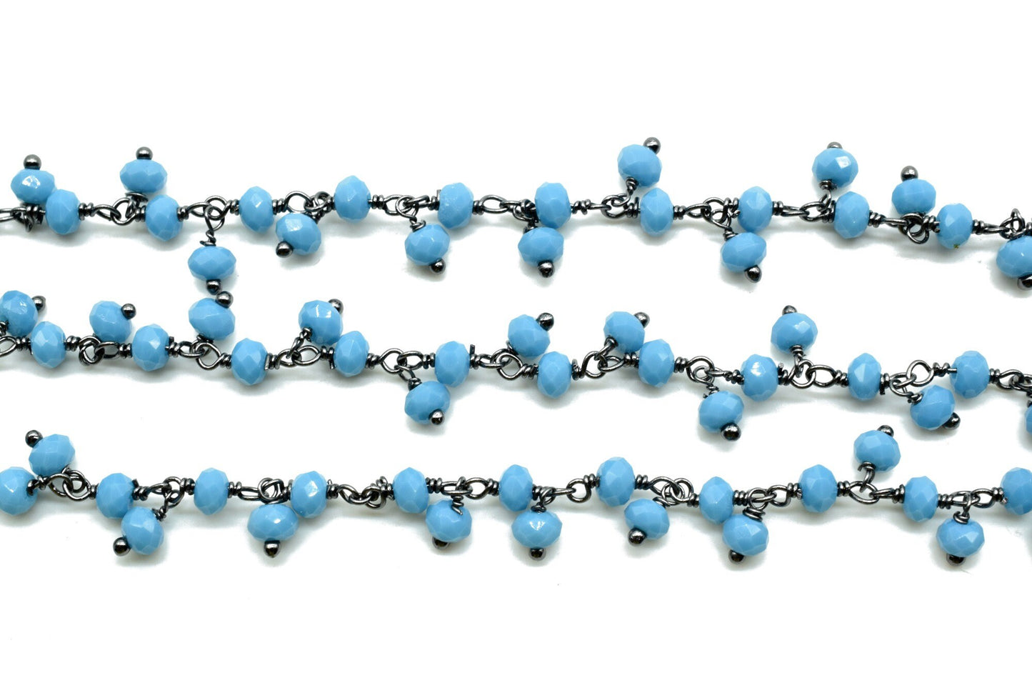 Turquoise Cluster wire wrapped rosary chain,Faceted Beaded Dangling Cluster Chain Sold Per Foot High Quality, bracelet, Boho Chic bracelet