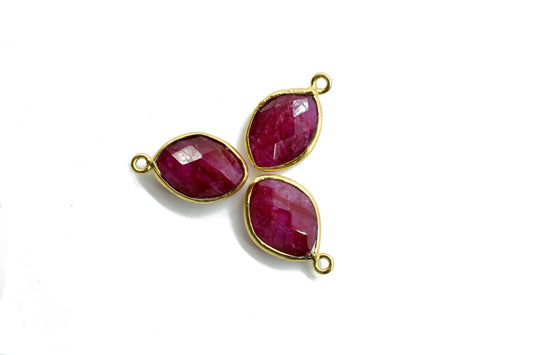 Ruby 10x13mm eye shape single bail charms,Ruby Eye Shape Gold Plated bezel,Gold Vermeil Bezel, jewelry making charm,Ruby bezels,Ruby pendant