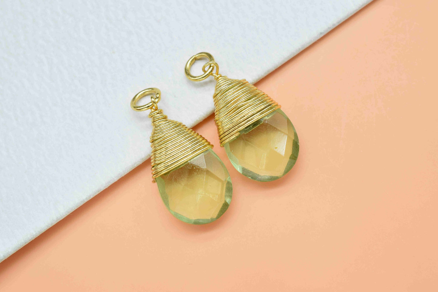 Green Amethyst Faceted Connector,Gemstone Wire Wrapped Pendant,Loop Connector,Pendant Jewelry,Wire Wrapped Necklace,Green Amethyst Jewelry