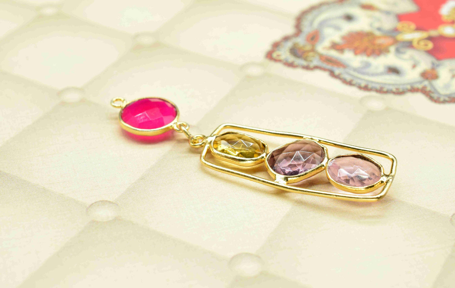 Multi Gemstone Component Pendants , Multi Stone Dangle Earrings , Earring Component Jewelry , Dangle pendant Charms , B'day Gift