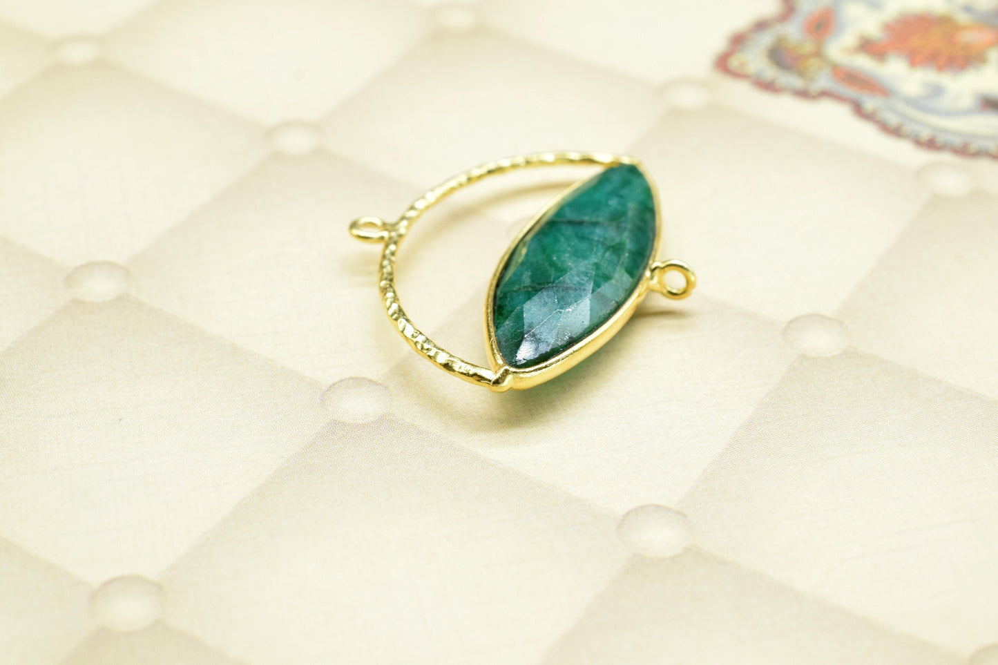 Emerald Gemstone Component , Gemstone Connector Pendant , Jewellery Making Essentials ,Single Loop Pendant,DIY jewelry Making Supply,Gift