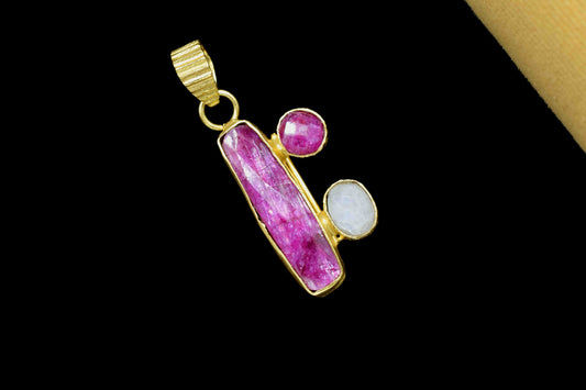 Multi Gemstone Pendant,Ruby Gemstone 6x25mm Rectangle Shape Pendant, Multi Stone Jewelry,Gemstone Pendant,Moonstone Jewelry,Pendant Jewelry