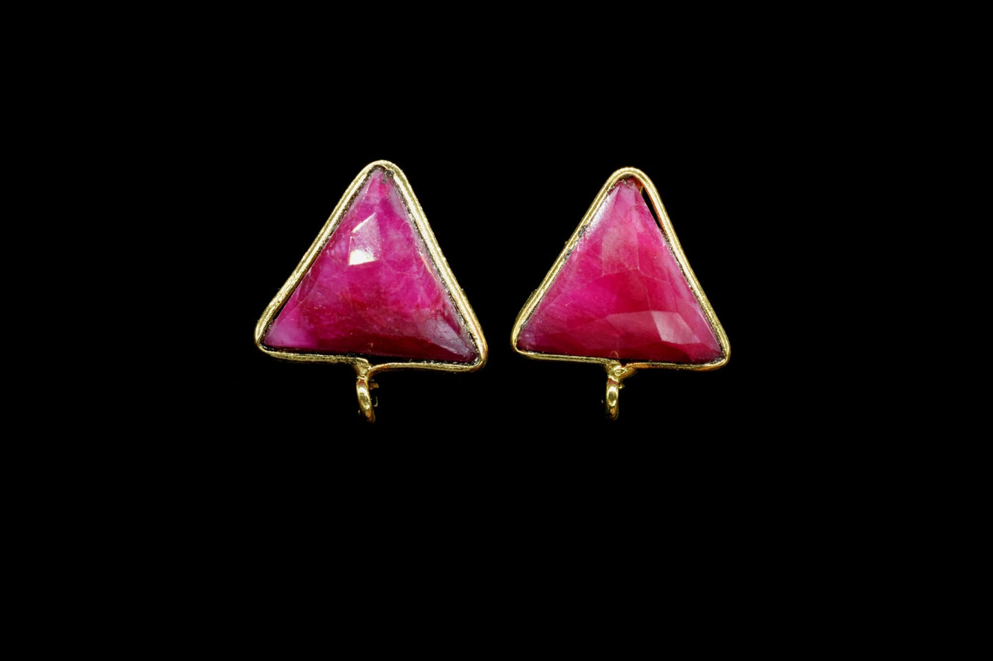 11mm Triangle Ruby Earring Connector,Jewelry Making Connector,Earring connectors post stud, Jewelry,Tiny Ruby Studs,Ruby Earrings,Ruby bezel
