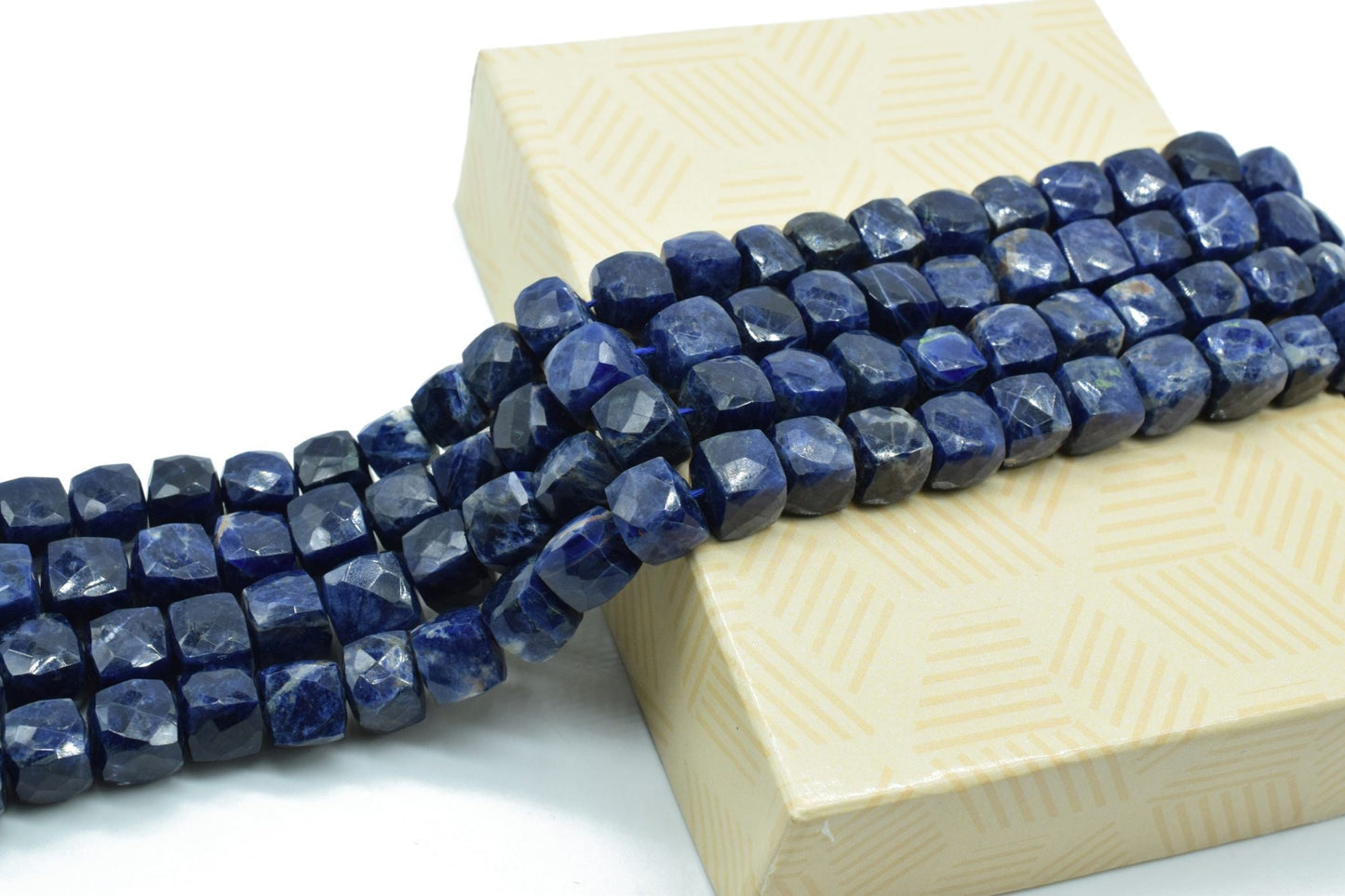 Sodalite Faceted 8mm to 9mm Cube Beads,Natural Sodalite Bead,Faceted Laser Diamond Cut 8" Strand,Sodalite  Rectangle beads Sodalite  Nuggets
