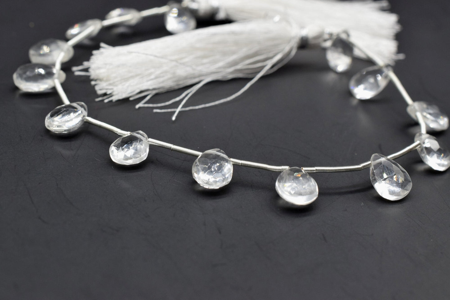 Crystal 7x10mm TearDrop Briolettes,Crystal Briolettes,Jewelry making beads,Craft beads,Crystal Pear shape Briolettes strand,Clear Quartz