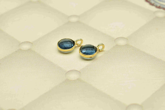 Iolite 6mm Round Shape Pendant,Finding Gold Plated Connector,Round Iolite Component,Iolite Component Earring Jewelry,Connector Jewelry,Gift