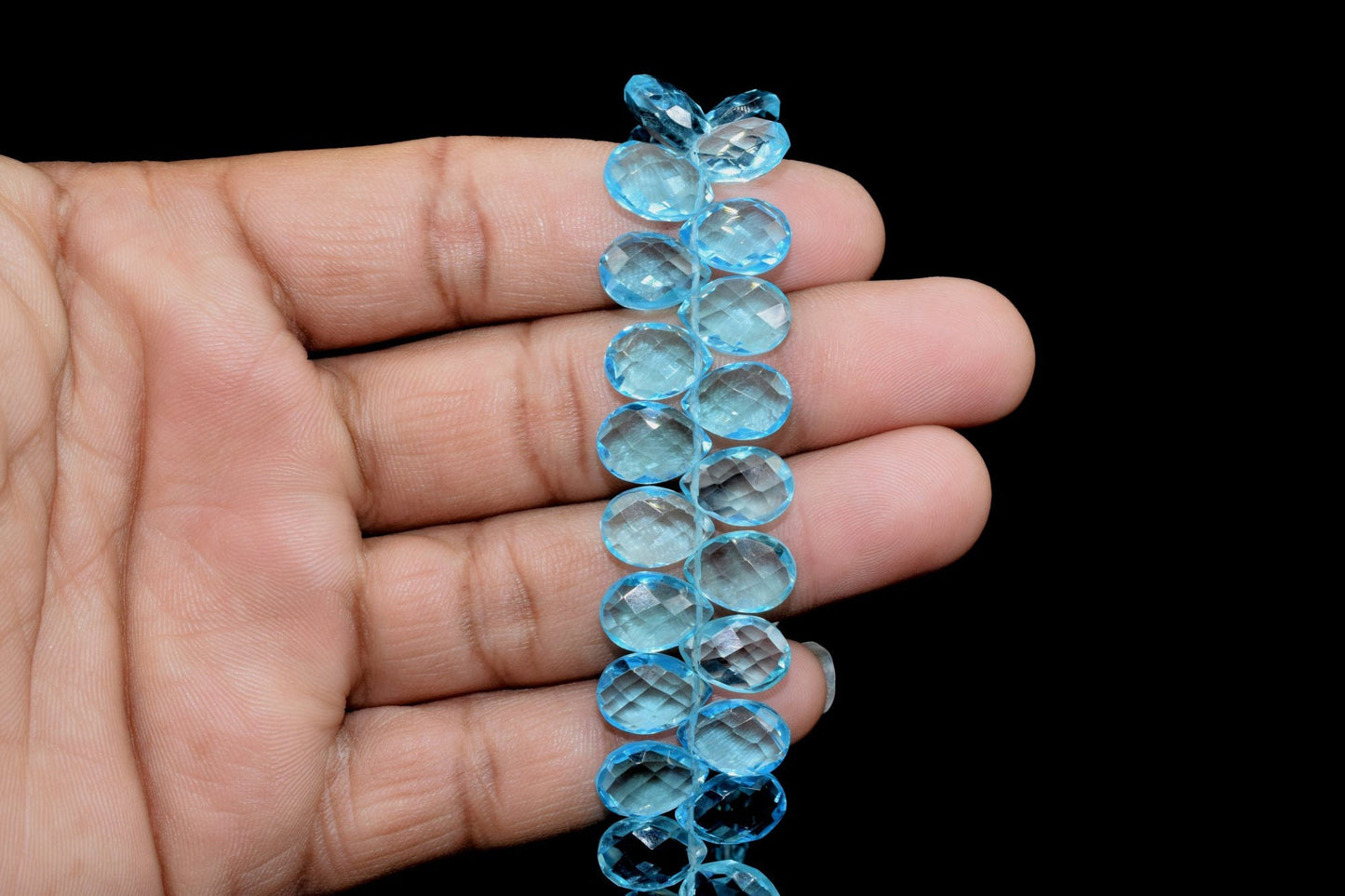 Sky Blue topaz Pear faceted Brioletes,8x12mm Pear Shape Briolettes Beads,9" Full Strand Sky Blue Topaz Beads,Finding Jewelry Supplies