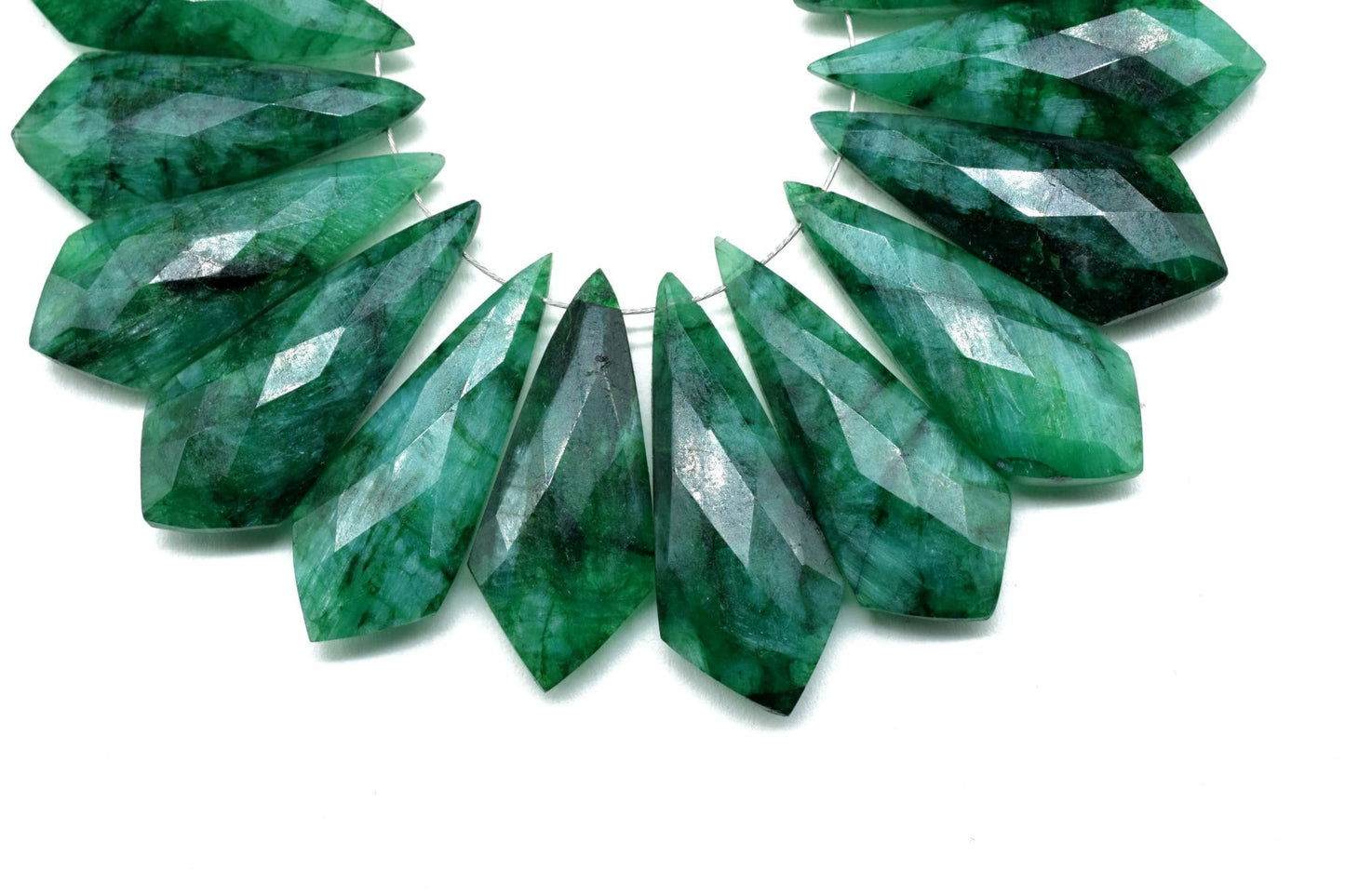 Emerald Faceted Pear Shape Briolettes,Emerald Long Pear Beads,12x27mm Fancy Briolettes,Gemstone Briolettes,Fancy Shape Briolettes,Emerald