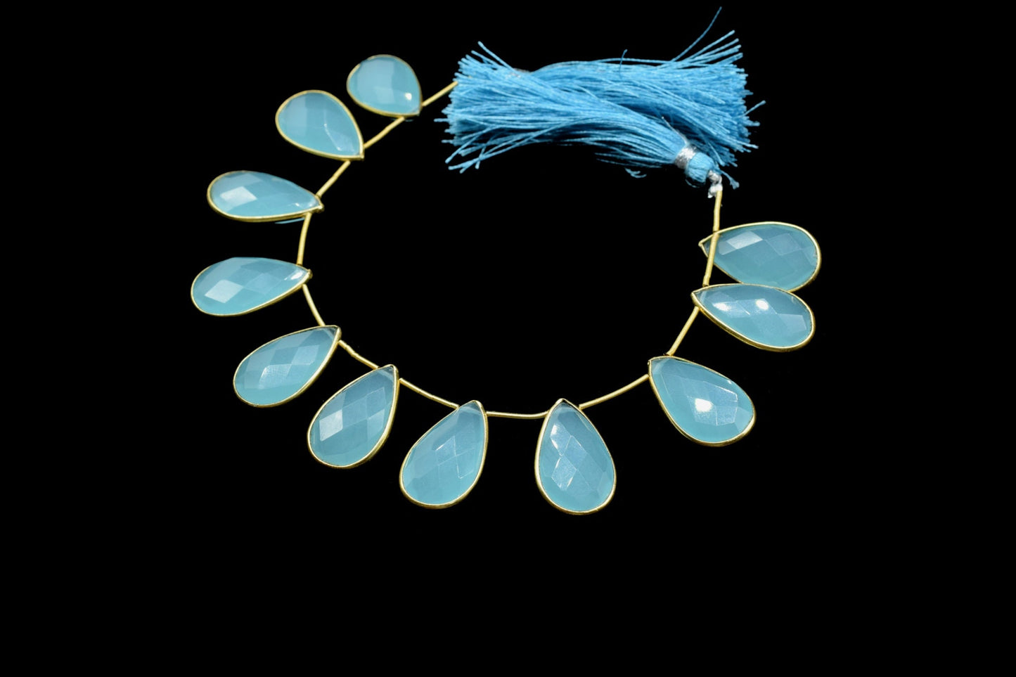 Aqua Chalcedony 12x20mm Gold plated charms 11 pieces strand,Aqua Chalcedony Charm,Making Jewelry Supplies,Natural stone charms,chalcedony,