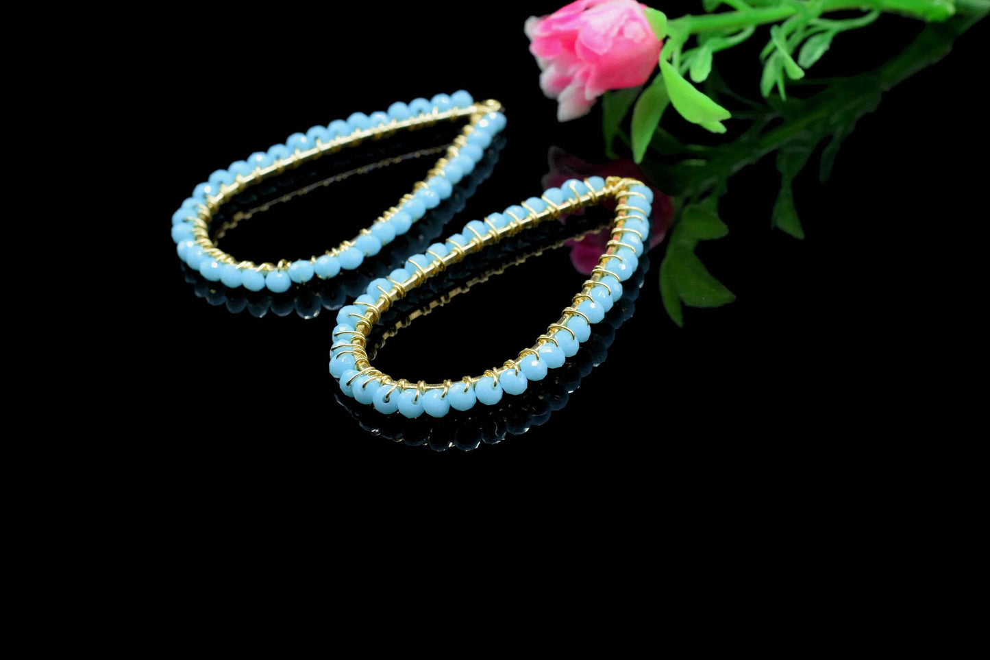 Turquoise Quartz Beaded Earring,Dangle Earring Components,Handmade Earring,Gemstone Components,Findings Earring Components,Connector Jewelry