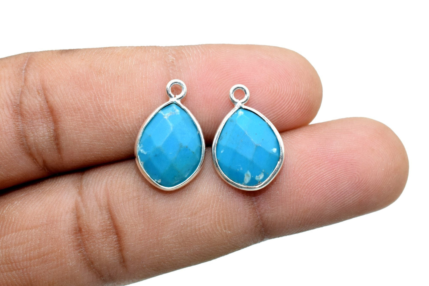 Turquoise 10x13mm Eye shape Single bail Connector,Turquoise Single Bail Bezel Link,Jewelry making supplies,Turquoise Single Loop  Pendant
