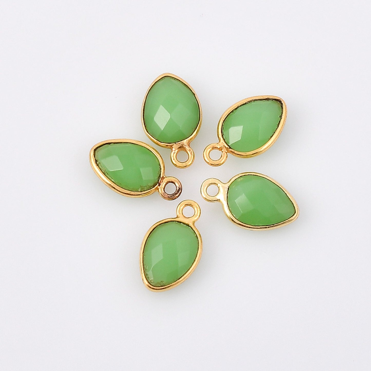 Chrysoprase 7x10mm Pear Shape bezel,Gold Plated bezel,Chrysoprase Bezel connectors,Gold Vermeil Bezel,jewelry making charm,Gold-Filled bezel