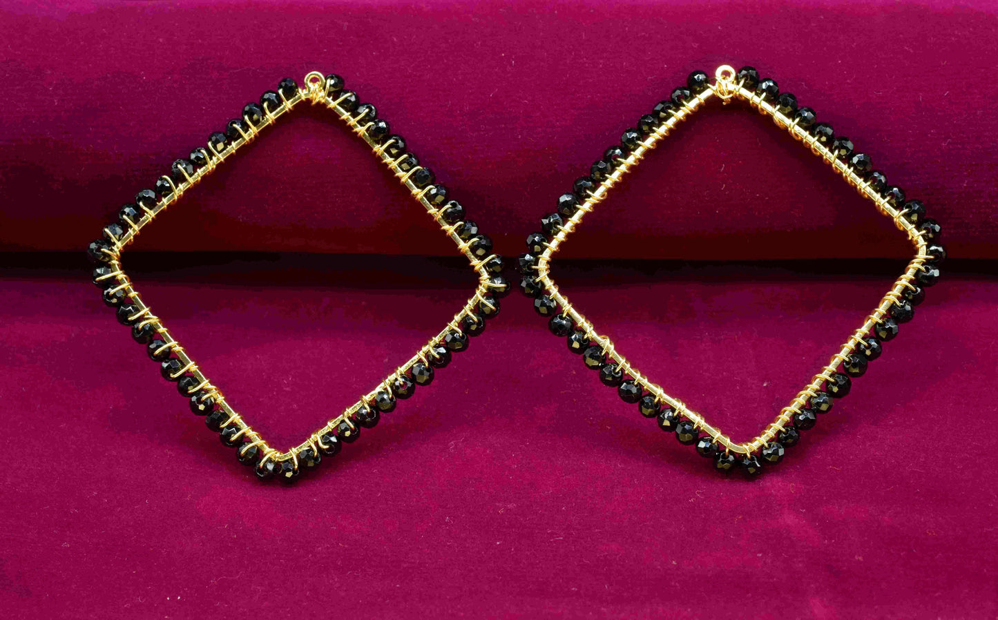 Black Onyx Beaded Earring Connector,Gemstone Wire Wrapped Components,Dangle Earring Component,Finding Necklace,Pendant Jewelry Connectors,